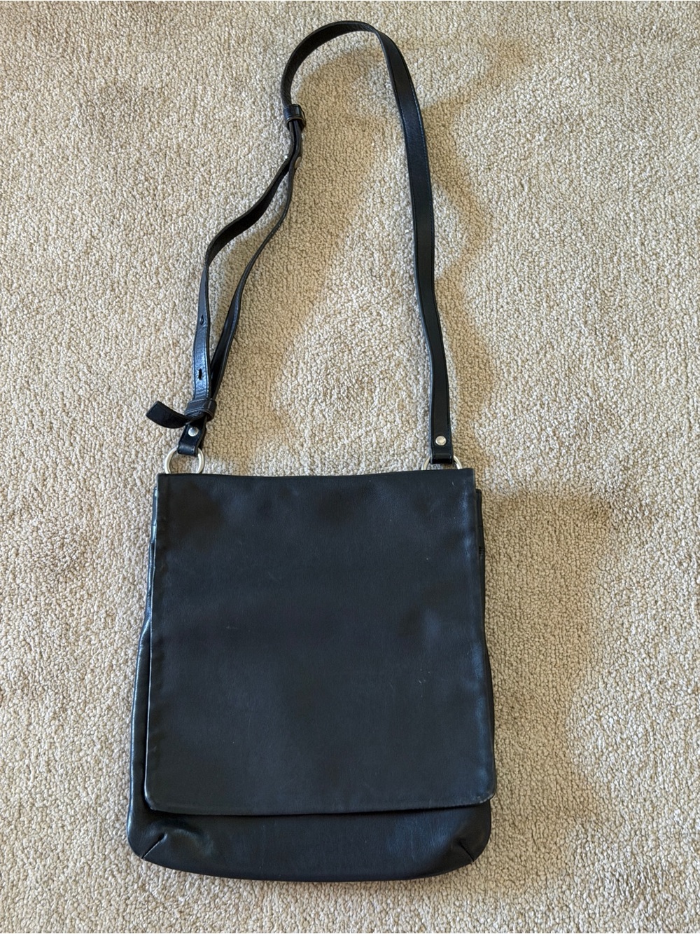 Vintage Coach Black Glove Tanned Leather Flap Messenger Crossbody Bag 9458